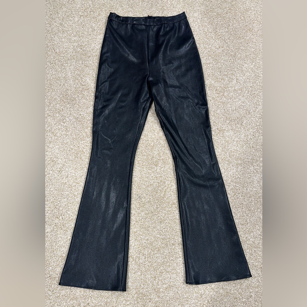 Amanda Uprichard Faux Leather Flare Pants Size Small Stretch 29” Inseam